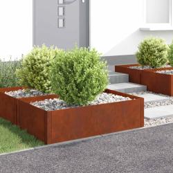 Bordure de Pelouse 4 pcs 100 x 60 x 35 cm Acier Rouill&eacute;