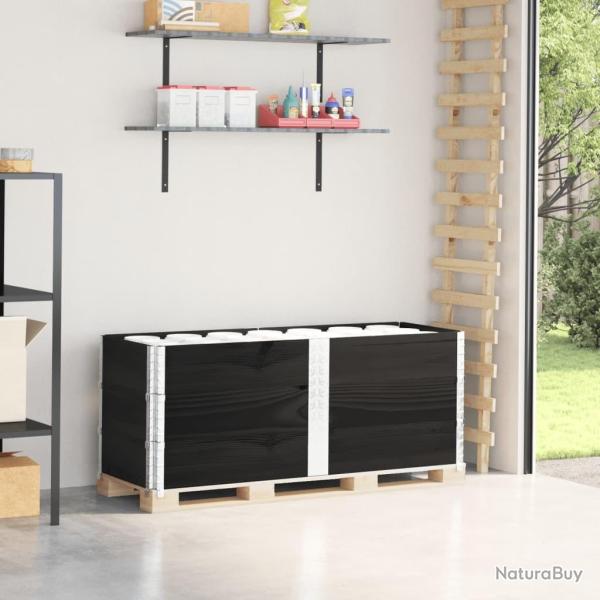 Colliers de palette 3 pcs noir 150x50 cm bois de pin solide