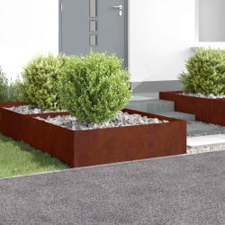 Bordure de Pelouse 4 pcs 100 x 100 x 35 cm Acier Rouill&eacute;
