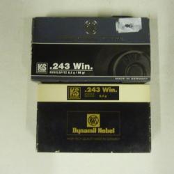 36 balles RWS type KS 6.2g - 96 grains Cal. 243 Win  PORT COMPRIS