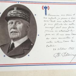 Lettre de Ph PETAIN aux prisonniers de guerre