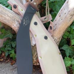 Couteau Kukkri ESEE Expat Jaraca Kukri Lame Carbone 1075 Black Manche Bois Etui Salavador ESKUKRI