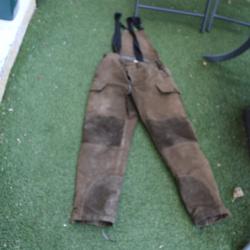 pantalon chasse cuir a bretelle percusion
