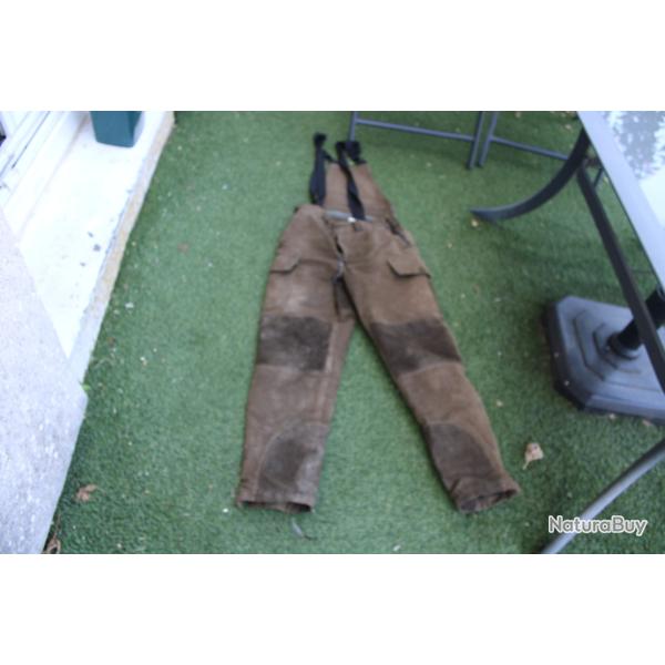 pantalon chasse cuir a bretelle percusion