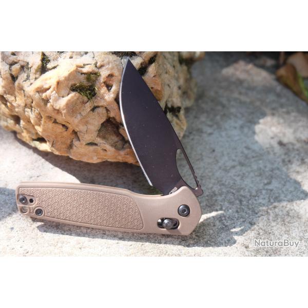 Couteau CJRB Acacia Brown Lame Acier AR-RPM9 Black Manche FRN Crossbar Lock IKBS Clip 1952BBN
