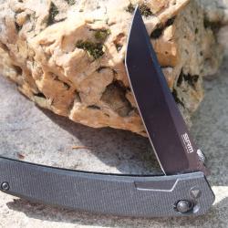 Couteau SRM 9211-GB Lame Acier 8Cr13MoV Black Stonewash Manche G10 Brown Ambi Lock