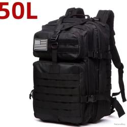 Sac &agrave; Doc Tactique Noire, grande capacit&eacute; 50L