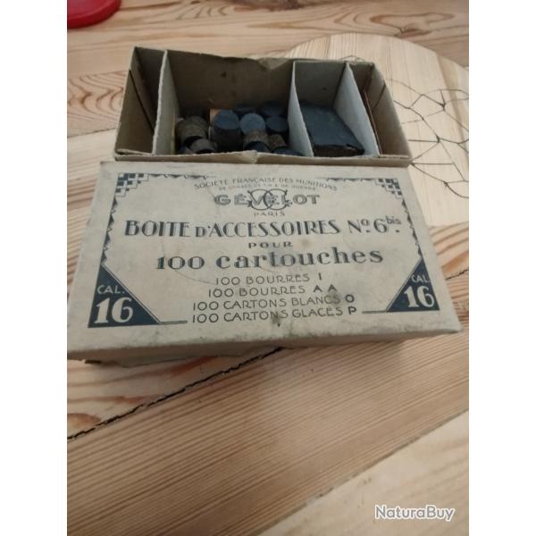 rechargement boite de bouurres +cartons et demi bourres cal 16