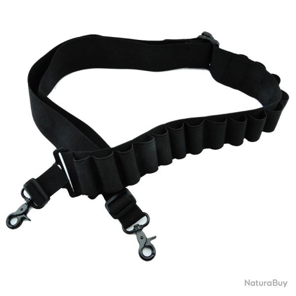 BRETELLE, �LINGUE, SANGLE, BANDOULI�RE NOIRE AVEC CARTOUCHI�RE POUR ARMES 2 POINTS (NEUVE)