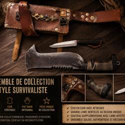 Faucille de guerre post-apocalyptique et l'&eacute;tui avec son petit couteau