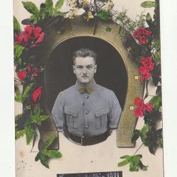 C.P.A  PHOTO D'UN SOLDAT DU 31 &deg; ESCADRON MIXTE DU TRAIN  --SOUVENIR DU RHIN 1921