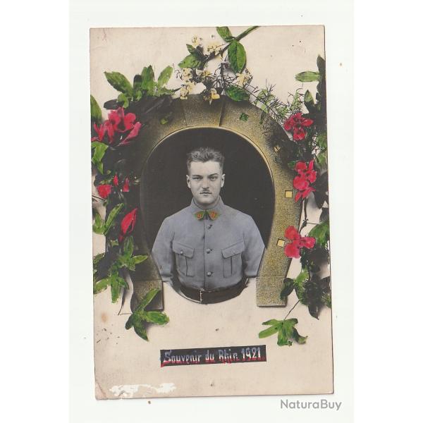 C.P.A  PHOTO D'UN SOLDAT DU 31 � ESCADRON MIXTE DU TRAIN  --SOUVENIR DU RHIN 1921