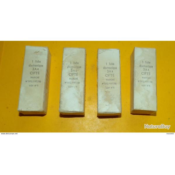 LOT DE LAMPES TUBES RADIO MILITAIRE , REFERENCE 3A4 CIFTE�,NOS AND NIB TUBES , RADIOAMATEUR ,� NEUF�