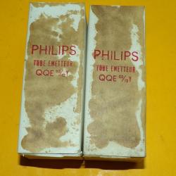 LOT DE LAMPES TUBES RADIO MILITAIRE , REFERENCE PHILIPS TUBE EMETTEUR QQE 03/12 Y ,NOS AND NIB TUBES