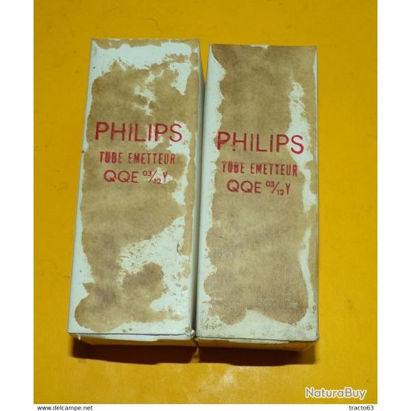 LOT DE LAMPES TUBES RADIO MILITAIRE , REFERENCE PHILIPS TUBE EMETTEUR QQE 03/12 Y ,NOS AND NIB TUBES