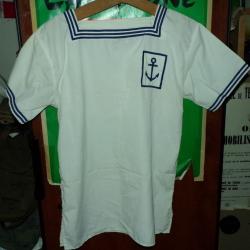 MARINIERE BLANCHE DE LA MARINE NATIONALE DE L'ARMEE FRANCAISE ,Taille 96 SOIT M OU 40 EN CIVIL, AVEC