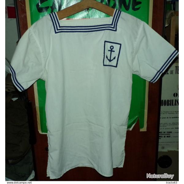 MARINIERE BLANCHE DE LA MARINE NATIONALE DE L'ARMEE FRANCAISE ,Taille 96 SOIT M OU 40 EN CIVIL, AVEC