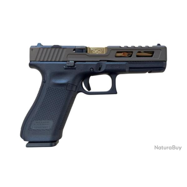 Promo Jusqu'au 30/07/26 Glock Zaffiri Django 17Gen5 Culasse Midnight Bronze/RMR  Canon Fl�t� Or 9x19