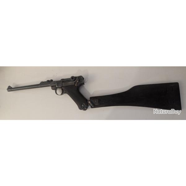 LUGER P08 ARTILLERIE ET SA PLANCHETTE / CROSSE CANON ET MECANIQUE EN TRES BON ETAT