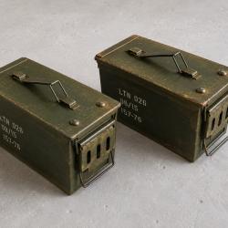 2x caisses / bo&icirc;tes &agrave; munitions 30x18x15cm en m&eacute;tal