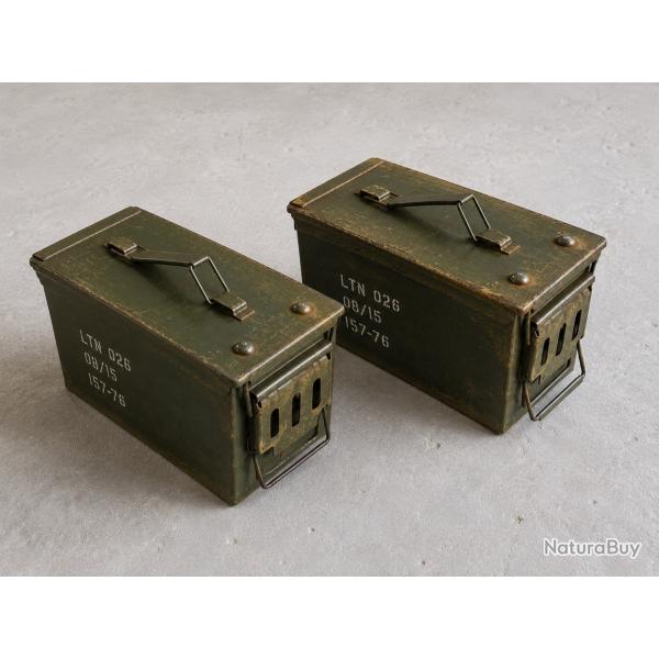 2x caisses / bo�tes � munitions 30x18x15cm en m�tal