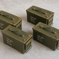 4x caisses / bo&icirc;tes &agrave; munitions 30x18x15cm en m&eacute;tal