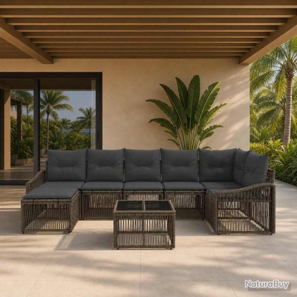 Ensemble de canap� de jardin 8 pcs Gris polyrotin