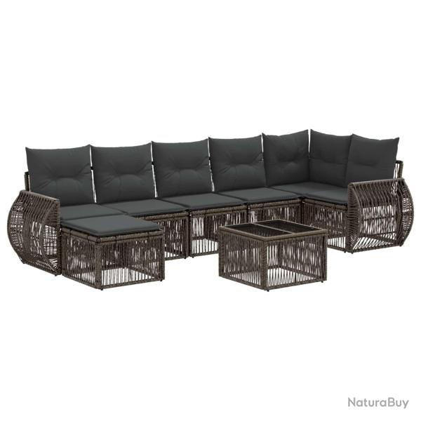 Ensemble de canap� de jardin 8 pcs Gris et Gris fonc� polyrotin