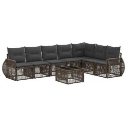 Ensemble de canap&eacute; de jardin 8 pcs Gris et Gris fonc&eacute; polyrotin