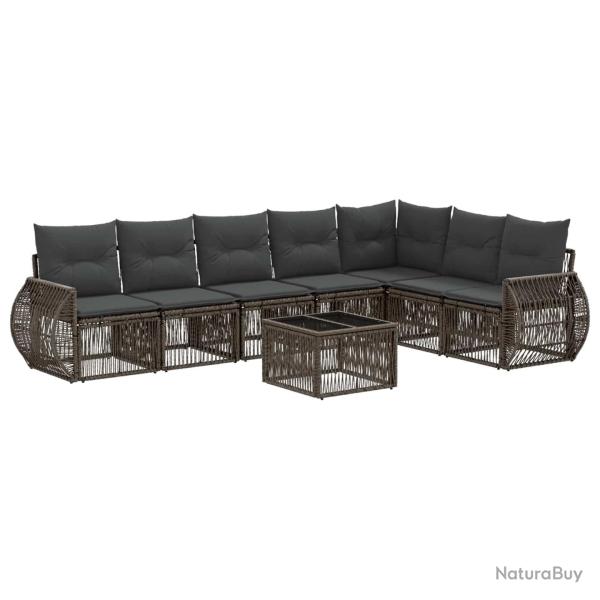 Ensemble de canap� de jardin 8 pcs Gris et Gris fonc� polyrotin