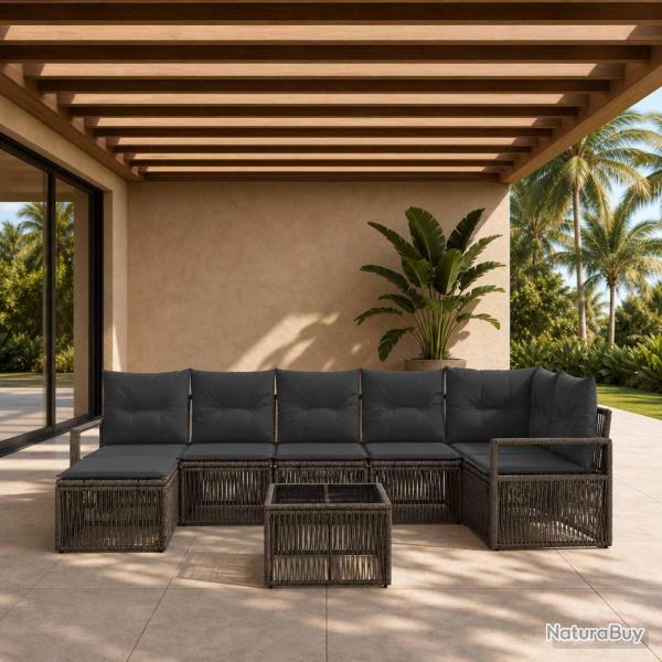 Ensemble de canap� de jardin 8 pcs Gris polyrotin