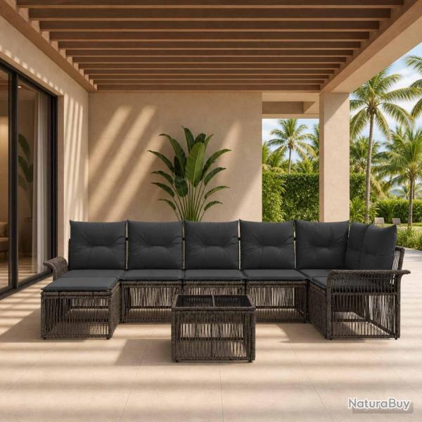 Ensemble de canap� de jardin 8 pcs Gris polyrotin