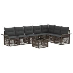 Ensemble de canap&eacute; de jardin 8 pcs Gris polyrotin