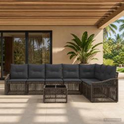 Ensemble de canap&eacute; de jardin 8 pcs Gris polyrotin