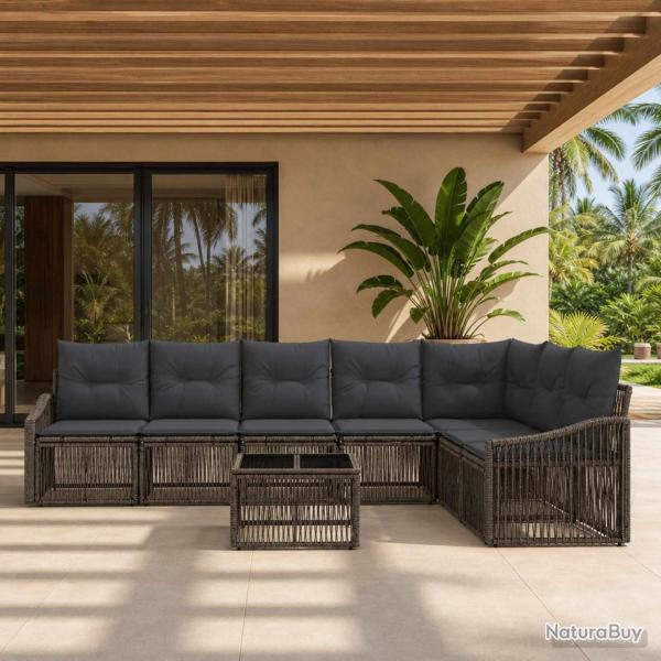 Ensemble de canap� de jardin 8 pcs Gris polyrotin