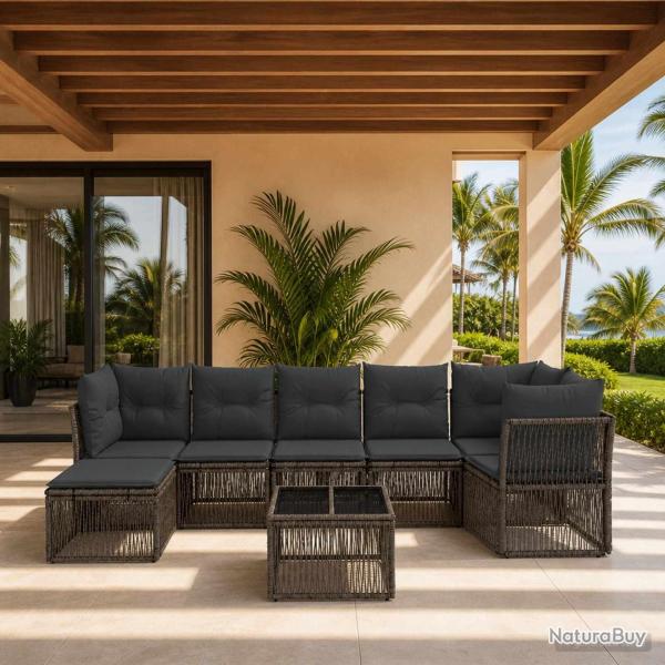 Ensemble de canap� de jardin 8 pcs Gris polyrotin