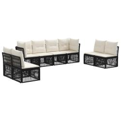 Ensemble de canap&eacute; de jardin 8 pcs Noir polyrotin