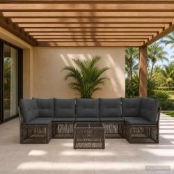Ensemble de canap&eacute; de jardin 8 pcs Gris polyrotin