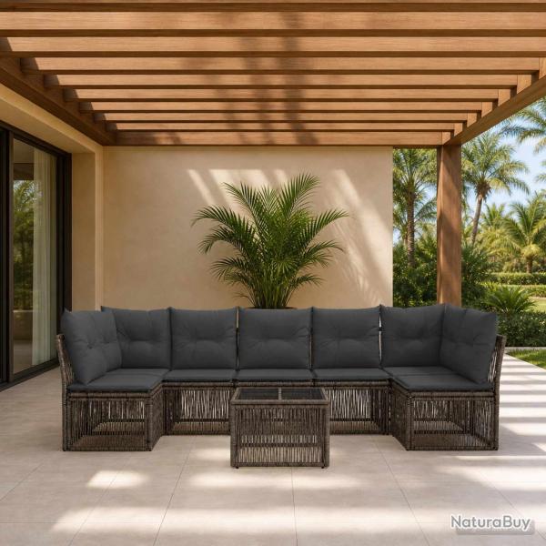 Ensemble de canap� de jardin 8 pcs Gris polyrotin