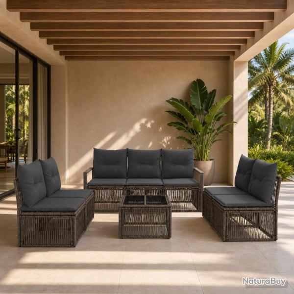 Ensemble de canap� de jardin 8 pcs Gris polyrotin