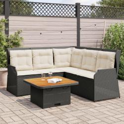 Salon de jardin 4 pcs avec coussins Noir R&eacute;sine tress&eacute;e