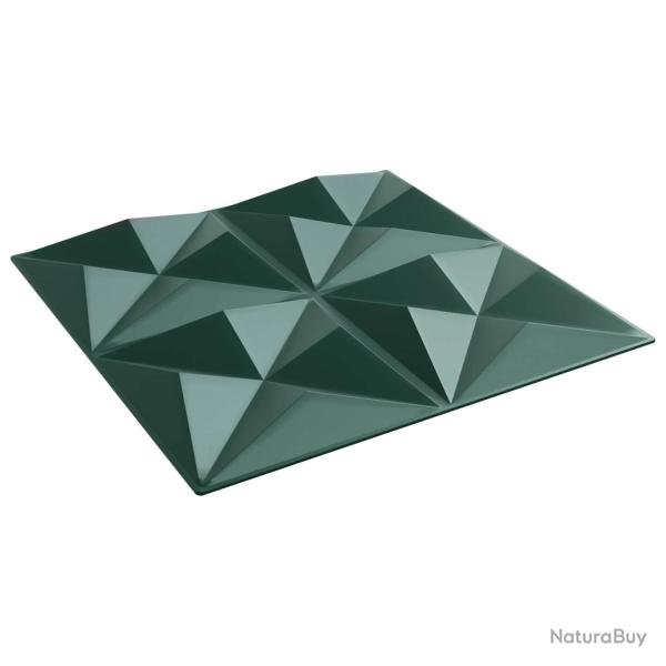 Panneaux muraux 12 pcs Vert Origami 50 x 50 cm Mousse XPS
