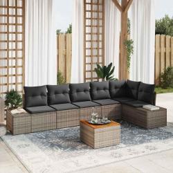 Ensemble de canap&eacute; de jardin avec coussin 7 pcs Gris polyrotin
