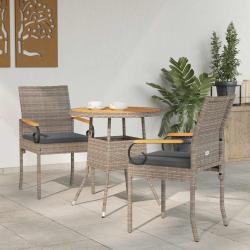 Chaises de jardin avec coussin 2 pcs Gris et Gris fonc&eacute;