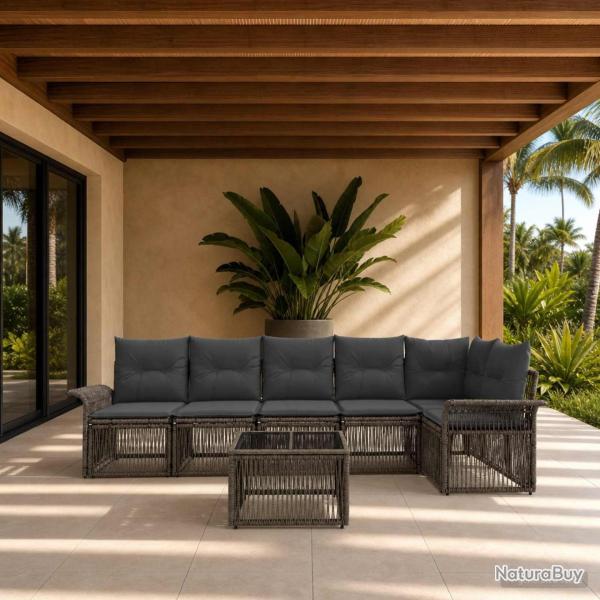 Ensemble de canap� de jardin 7 pcs Gris polyrotin