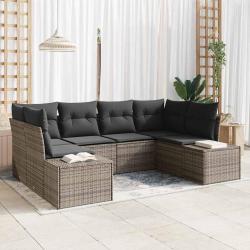 Ensemble de canap&eacute; de jardin avec coussin 6 pcs Gris polyrotin