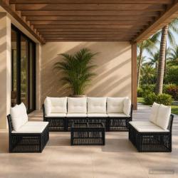 Ensemble de canap&eacute; de jardin 9 pcs Noir polyrotin