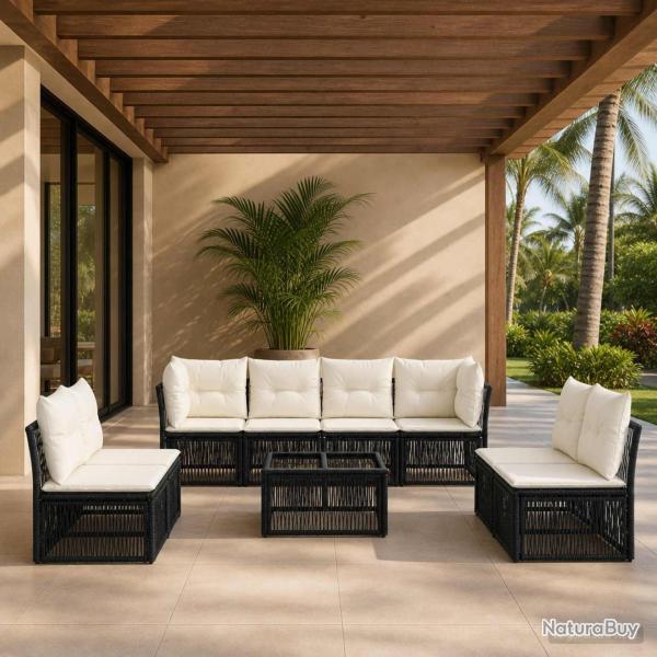 Ensemble de canap� de jardin 9 pcs Noir polyrotin