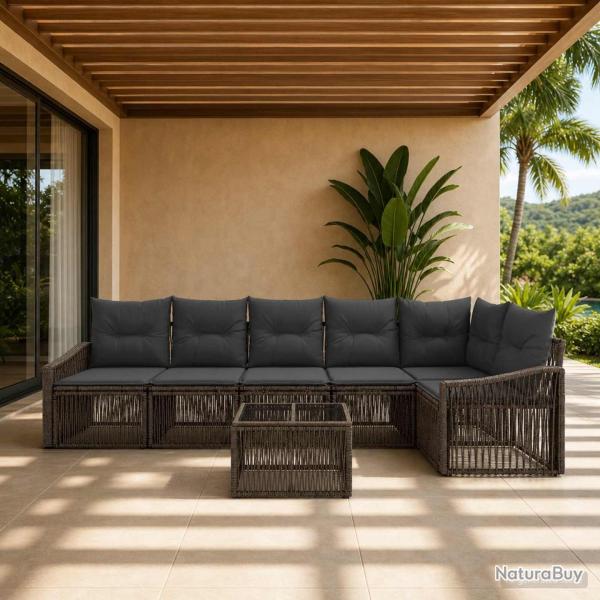 Ensemble de canap� de jardin 7 pcs Gris polyrotin