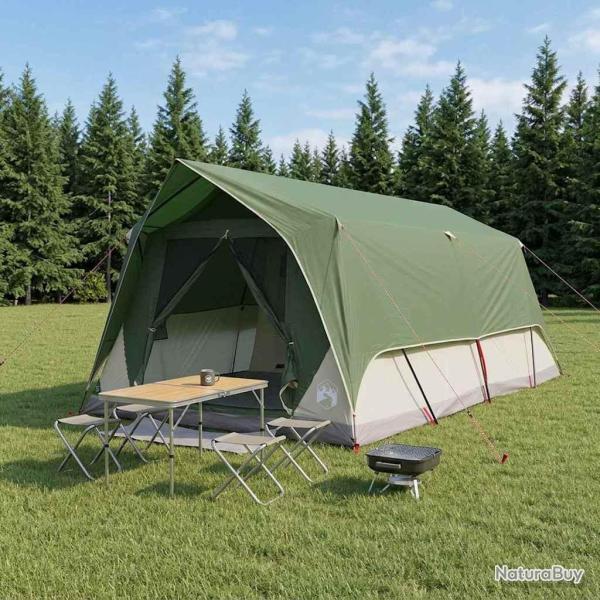 Tente tunnel avec toit Vert 10 personnes Polyester et Acier